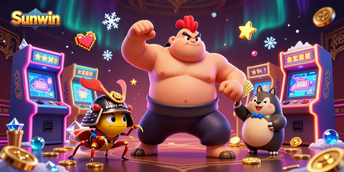 Engage in thrilling games with Sunwin featuring 3D fun characters in a lively casino scene.