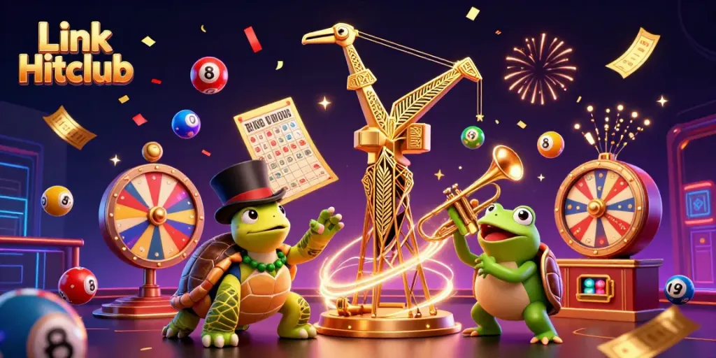 Experience the excitement of gambling at Link Hitclub, with lively characters and vibrant casino elements.
