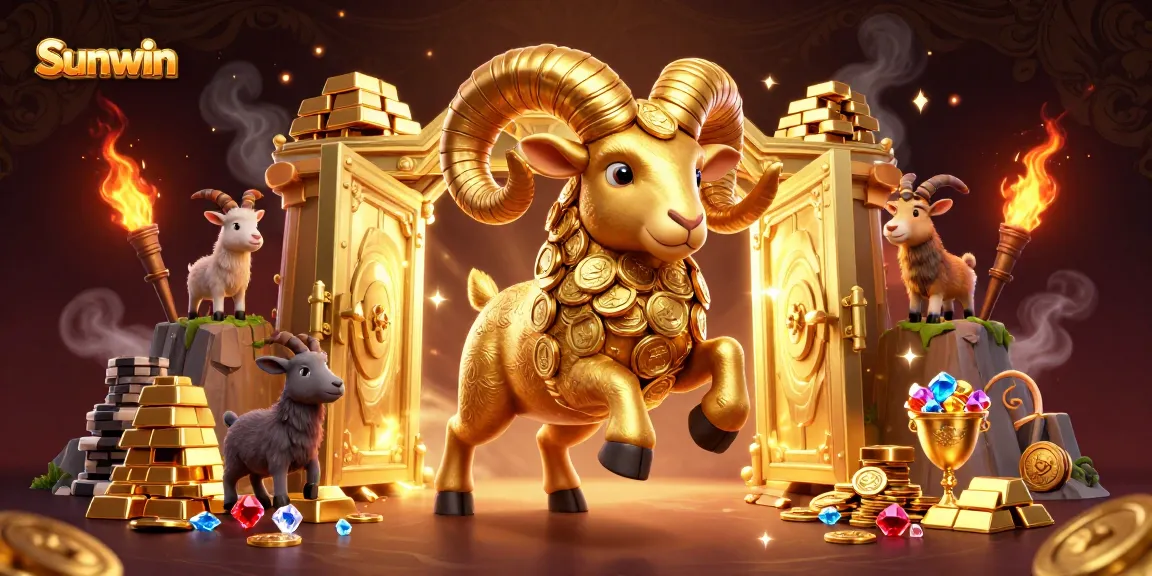 Experience thrilling wins at Sunwin with golden rams charging through treasure-filled gates.