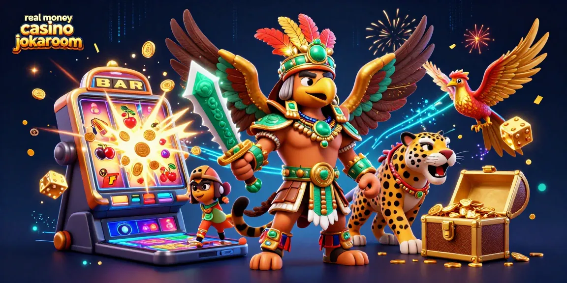 Engage with the excitement of the real money casino jokaroom featuring dynamic slot machines, golden treasures, and gaming action.