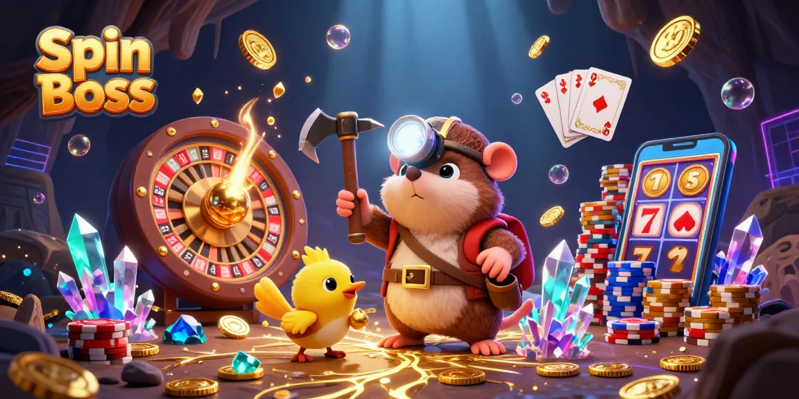 Spin Boss energizes players with vibrant casino elements amid treasure hunting adventure.