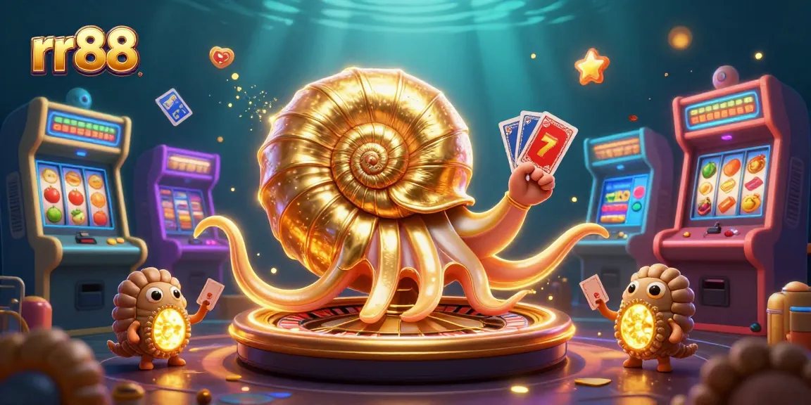 Experience thrilling wins with rr88 at a vibrant online casino featuring a golden nautilus roulette and colorful games.