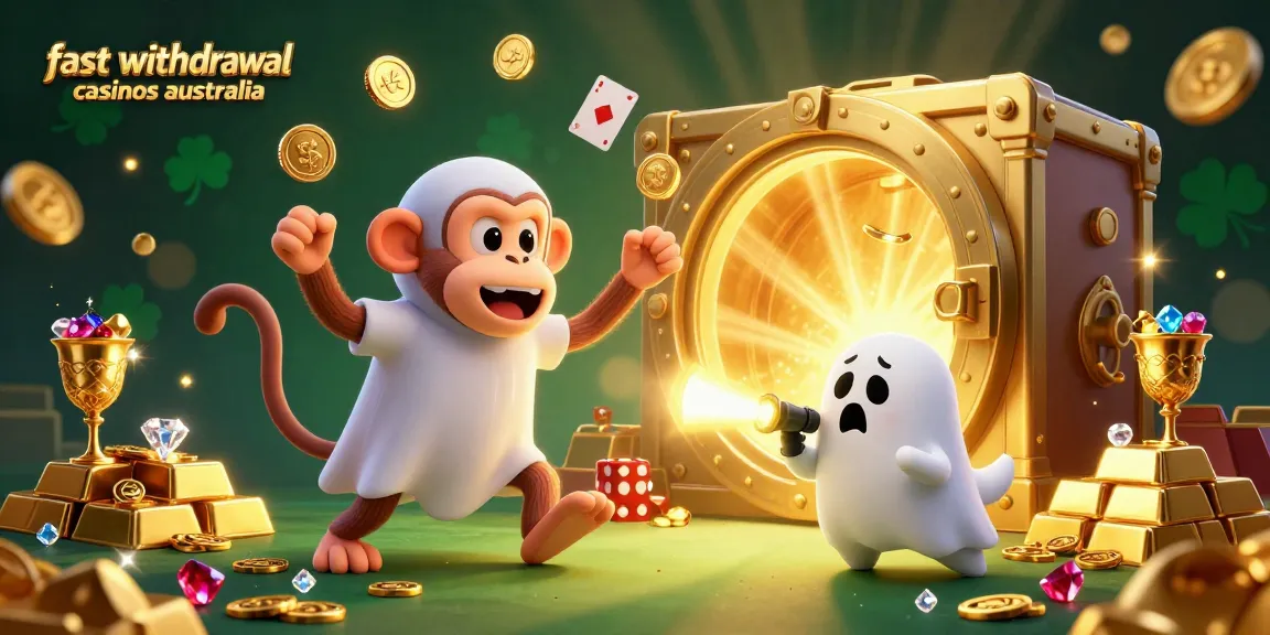 Experience fast withdrawal casinos Australia with playful characters in a vibrant 3D casino scene.